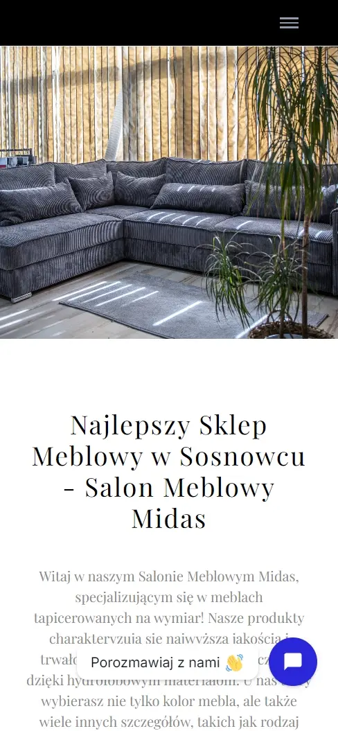 Strona salonu meblowego na telefonie - widok 1